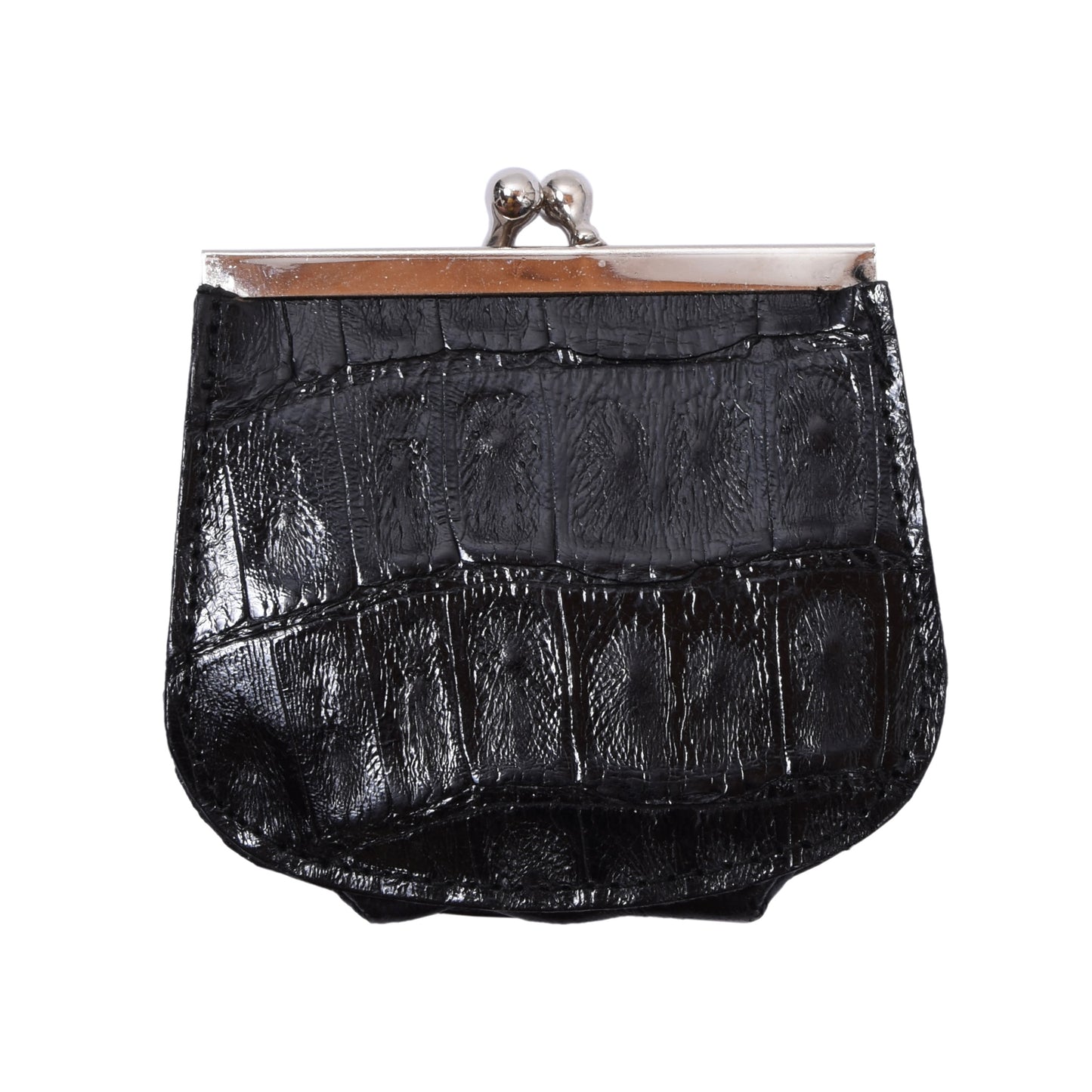 Crocodile Leather Coin Purse/Wallet ca. 9cm - Black
