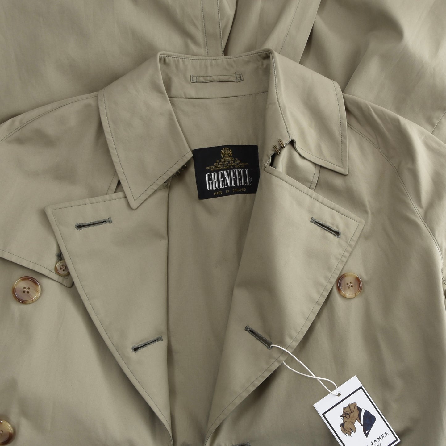 Grenfell Double-Breasted Trench Coat Size 34"/86cm - Tan/Beige