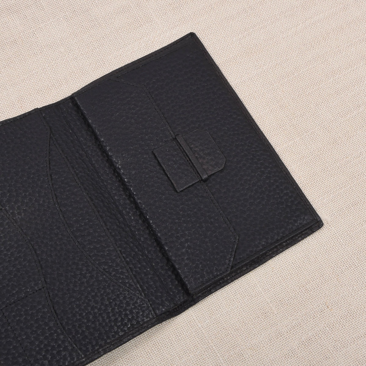 NOS Luxury Leather Travel Wallet Unsigned F. Schulz ca. 10cm - Black