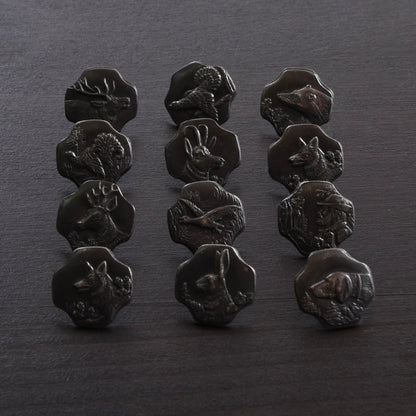 12x Vintage 800 Silber Trachtenknöpfe ca. 29.63g Graz – Jagdmotiv