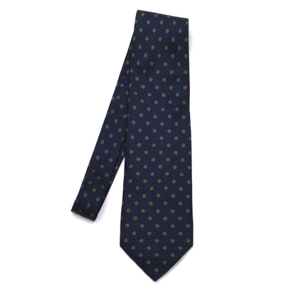 NOS Phoenix Silk Tie - Navy/Green Polka Dots