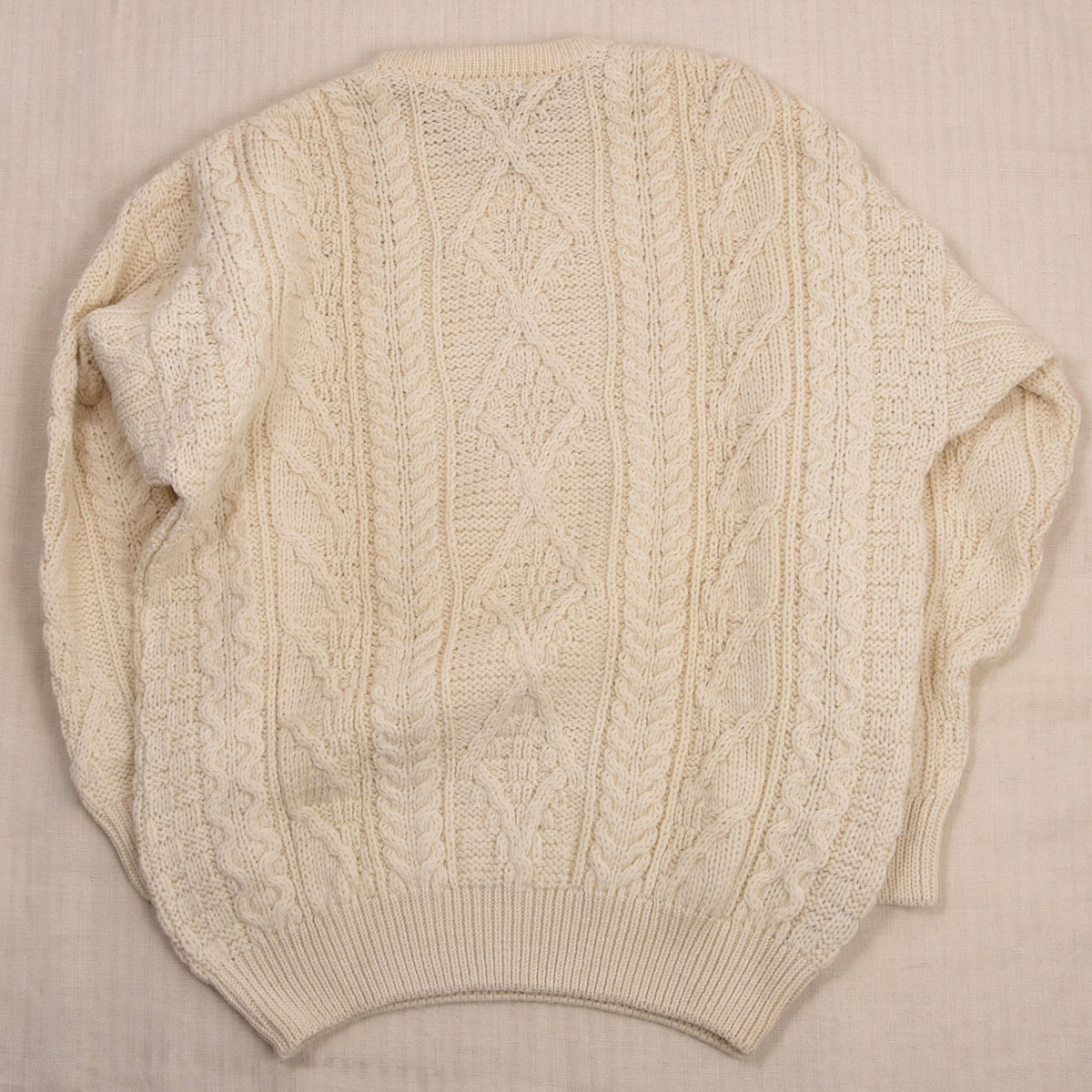 Aran Crafts 100% Wool Fisherman's Sweater Size XXL Made in Ireland - Natural