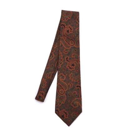 Vintage Adlmüller Jacquard Seide Krawatte 140cm - Orange/Grün Paisley