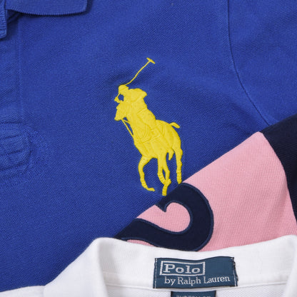 Polo Ralph Lauren 3x Polo Shirts Custom Fit ca. 47-49cm - White/Pink/Blue