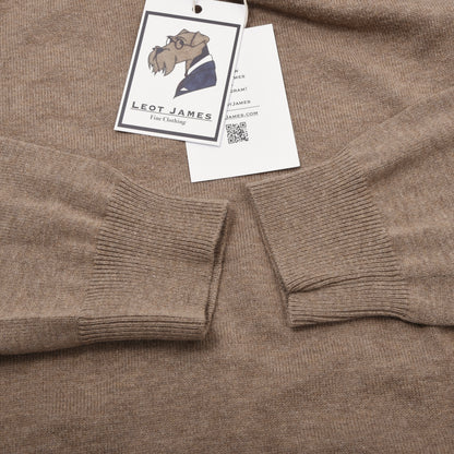 Alan Paine Luxury Cotton Pullover aus Baumwolle und Kaschmir Größe S (ca. 48 cm) – Braun