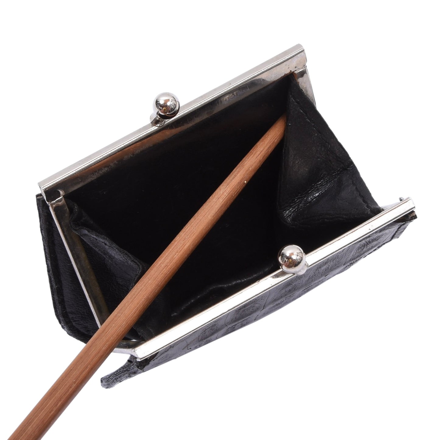 Crocodile Leather Coin Purse/Wallet ca. 9cm - Black