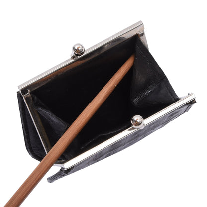 Crocodile Leather Coin Purse/Wallet ca. 9cm - Black