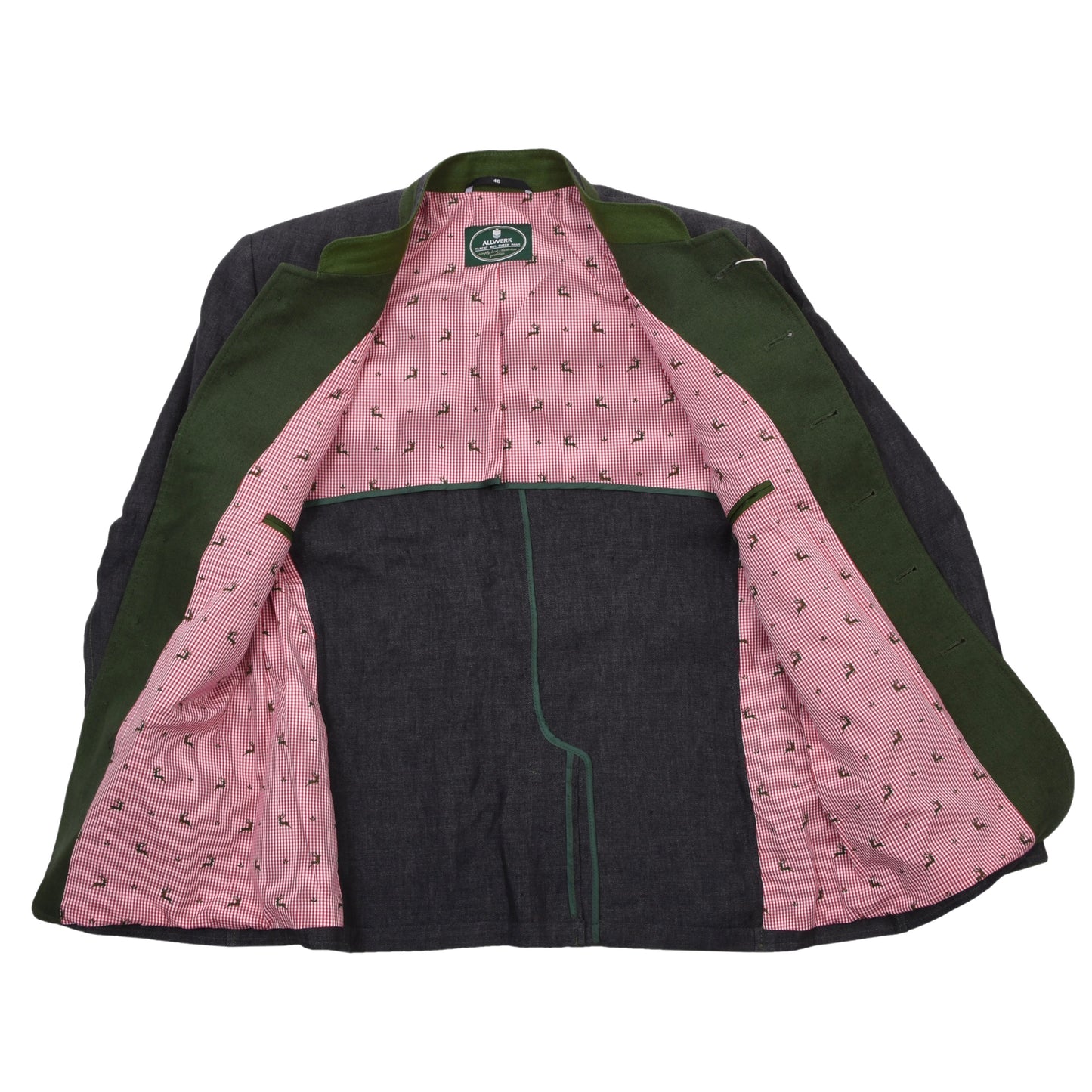 Allwerk 100% Leinen Janker/Jacke Größe 46 ca. 52,5cm - Grau