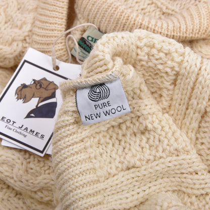 Aran Crafts 100% Wool Fisherman's Sweater Size XXL Made in Ireland - Natural