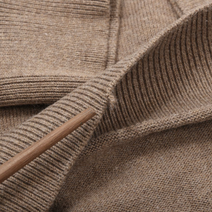 Alan Paine Luxury Cotton Pullover aus Baumwolle und Kaschmir Größe S (ca. 48 cm) – Braun