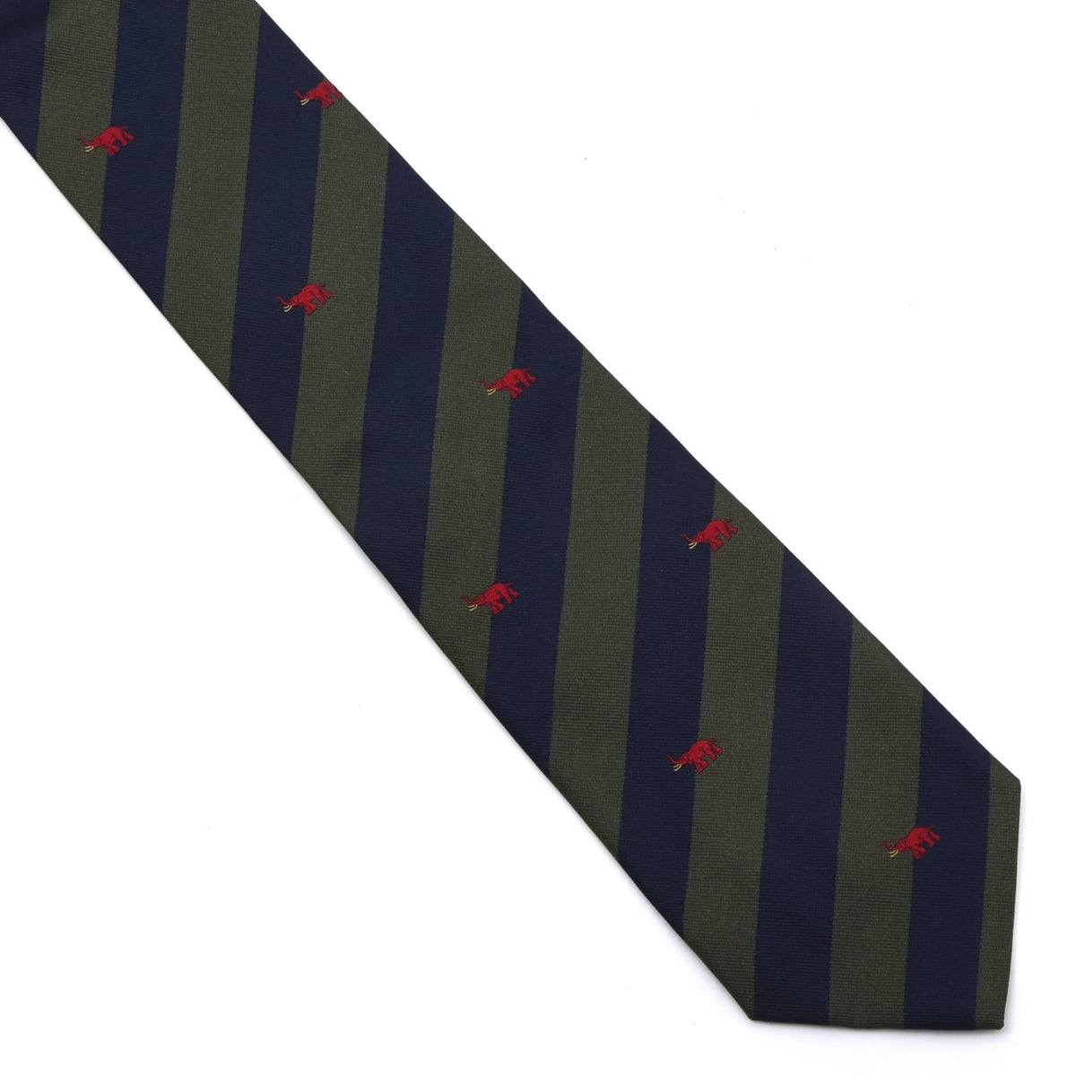 Ascot für Foerster Seide Krawatte Made in Germany - Marineblau/Grün Elefanten