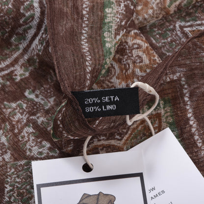 Classic Linen-Silk Dress Scarf ca. 168cm - Brown Paisley