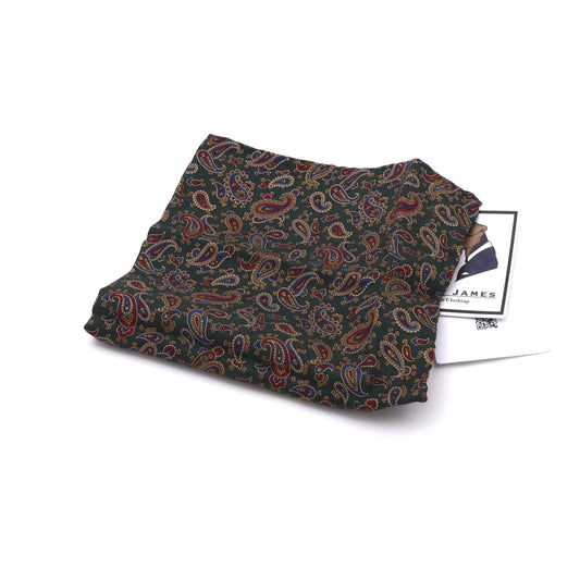 Der Herr Classic Seide Einstecktuch 30,5 cm - Grün Paisley