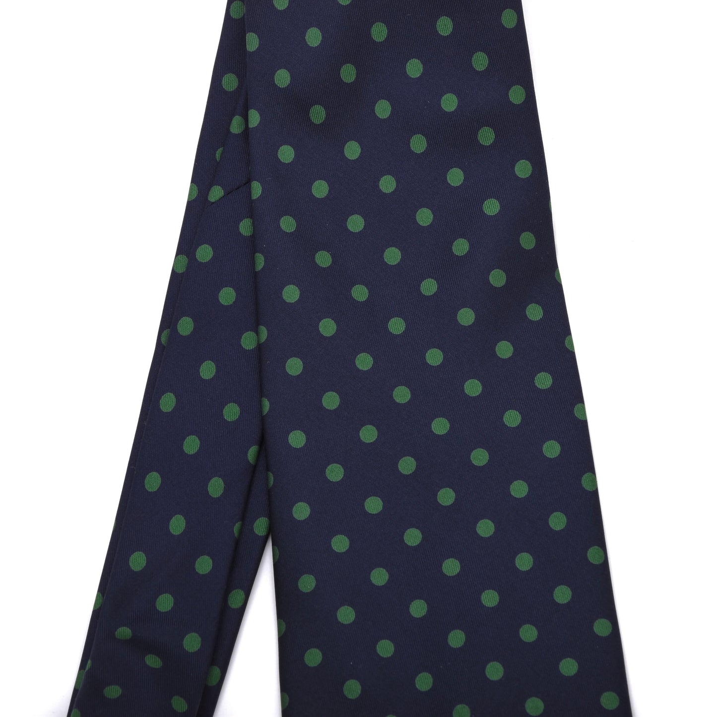 NOS Phoenix Silk Tie - Navy/Green Polka Dots