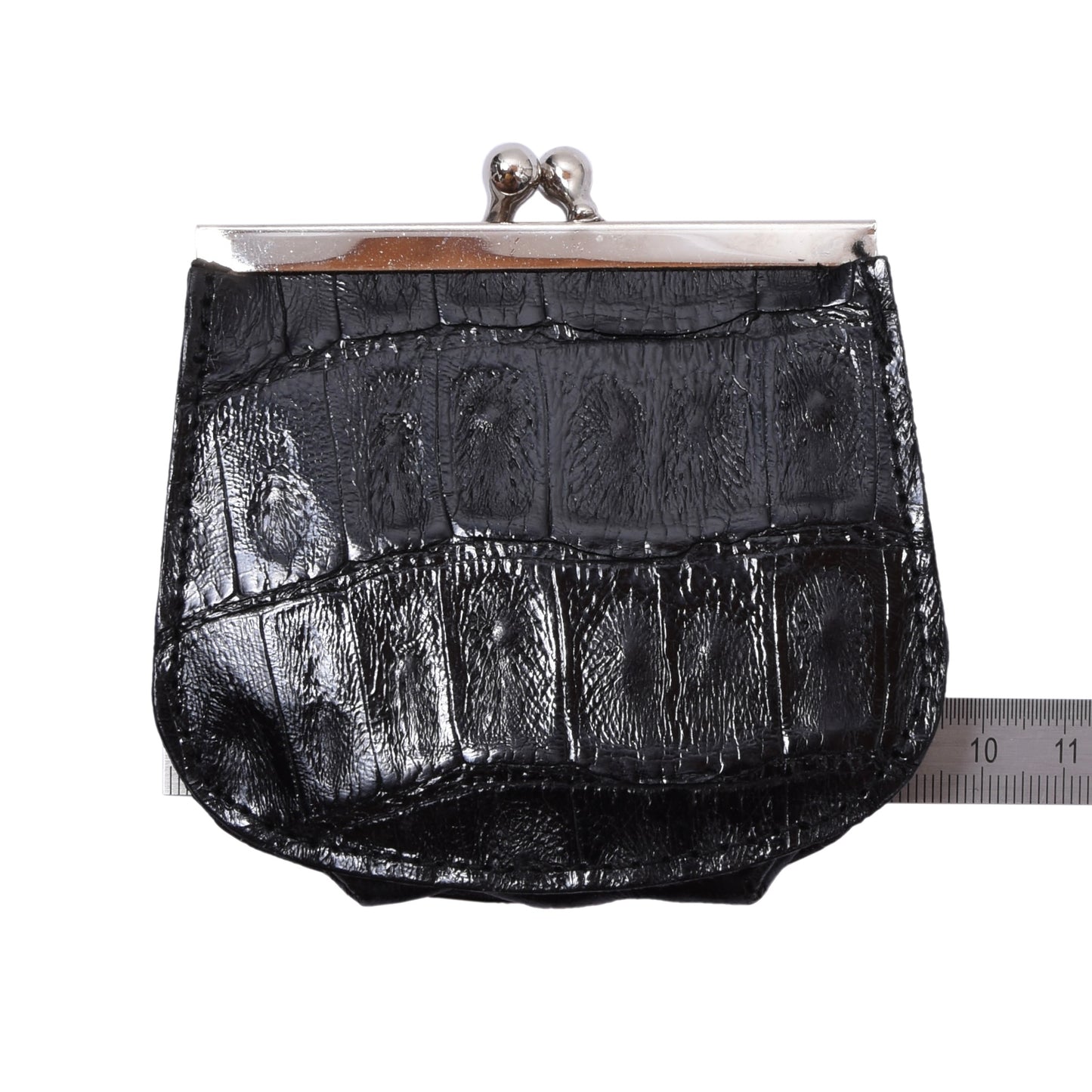 Crocodile Leather Coin Purse/Wallet ca. 9cm - Black
