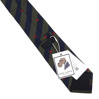 Ascot für Foerster Seide Krawatte Made in Germany - Marineblau/Grün Elefanten