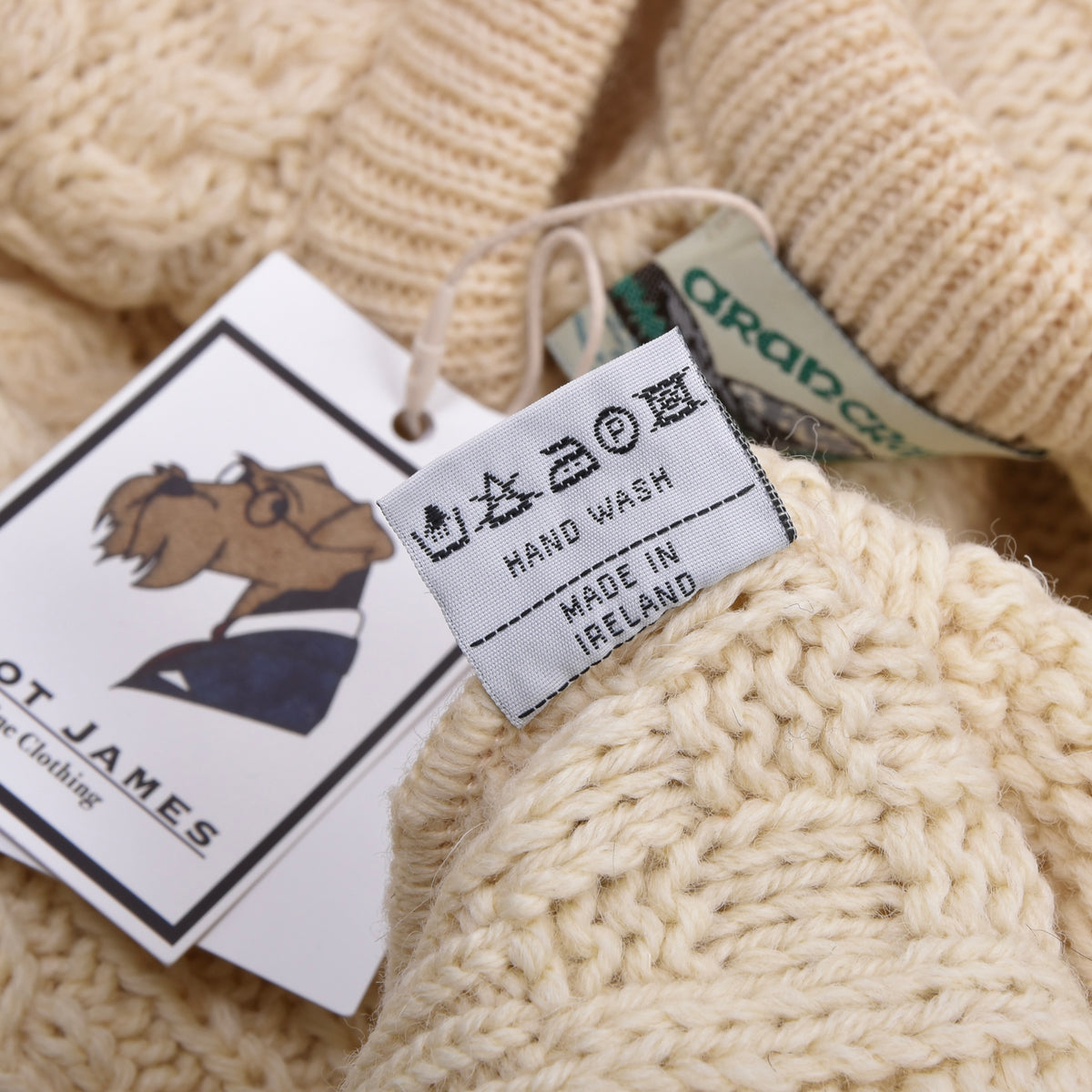 Aran Crafts 100% Wool Fisherman's Sweater Size XXL Made in Ireland - Natural