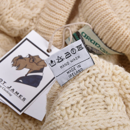 Aran Crafts 100% Wool Fisherman's Sweater Size XXL Made in Ireland - Natural