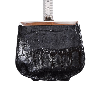 Crocodile Leather Coin Purse/Wallet ca. 9cm - Black