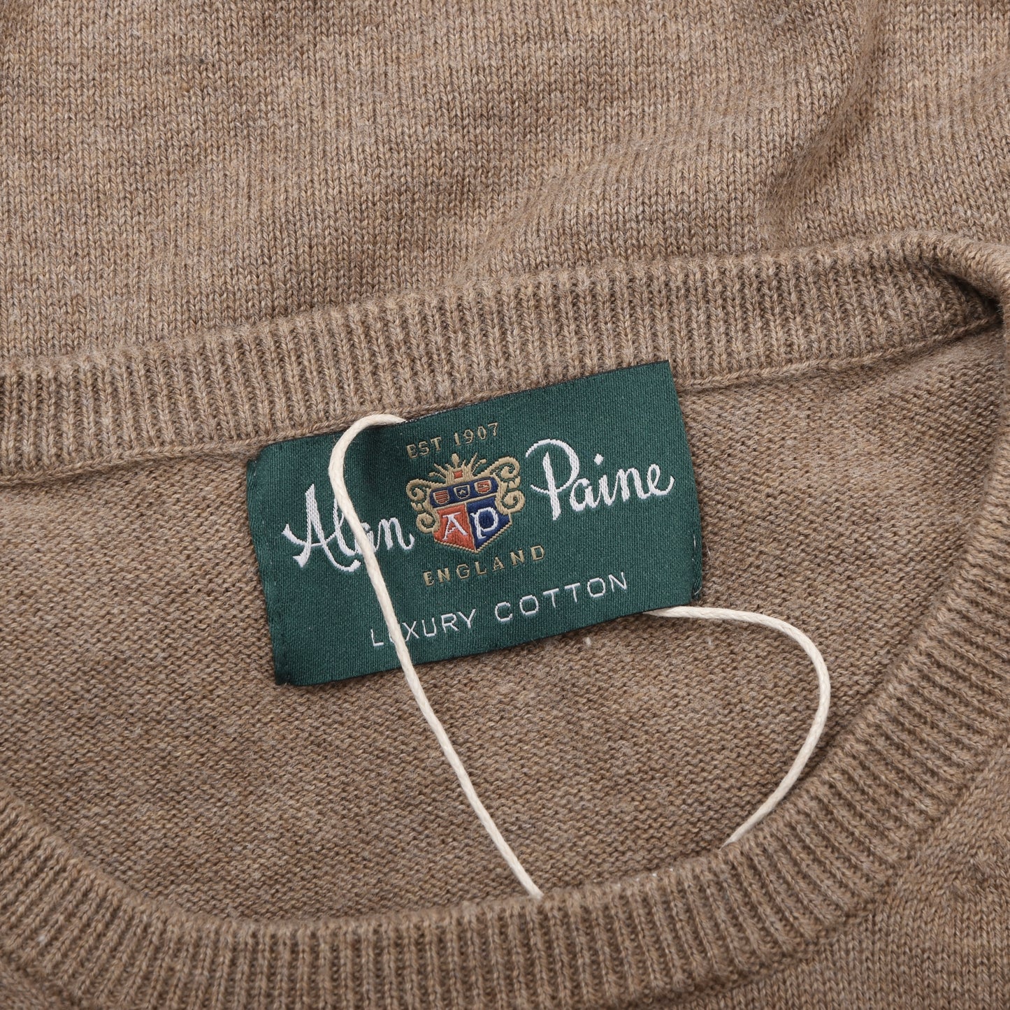 Alan Paine Luxury Cotton Pullover aus Baumwolle und Kaschmir Größe S (ca. 48 cm) – Braun