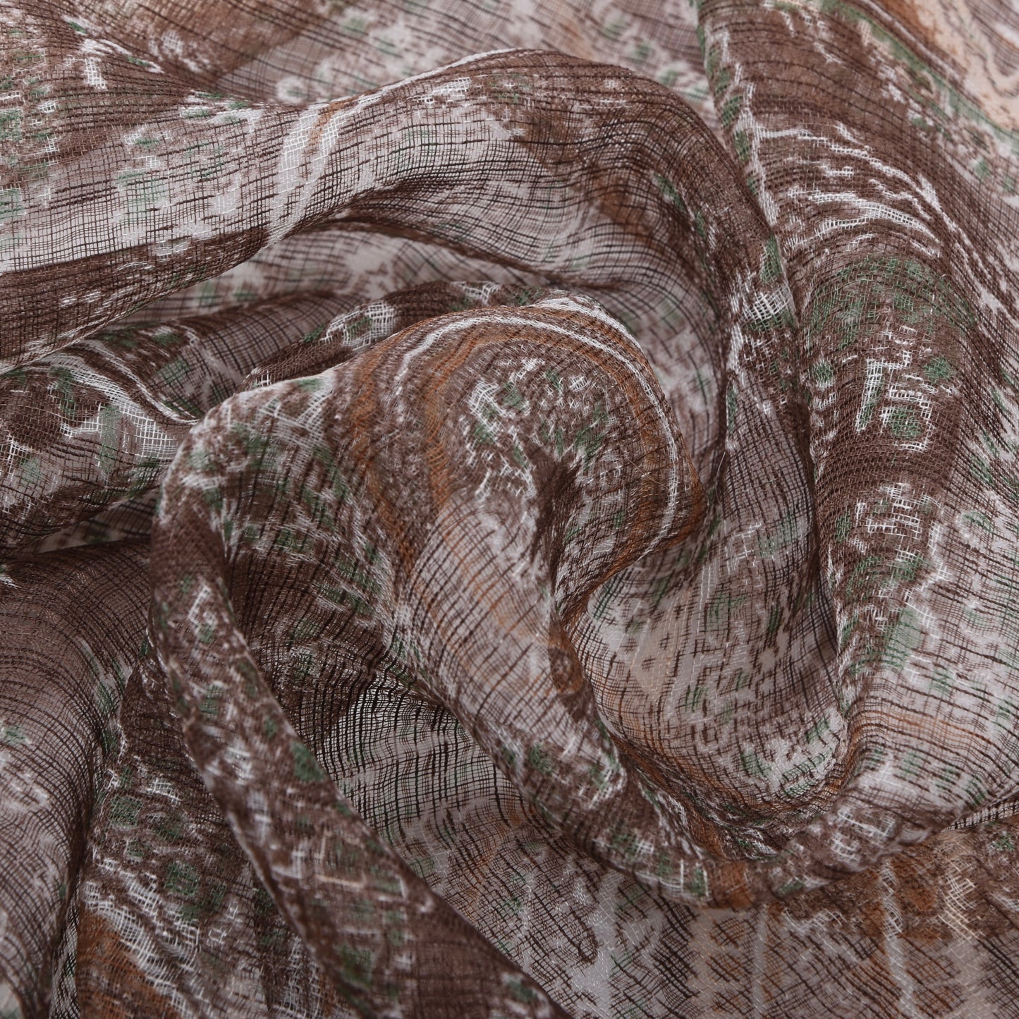 Classic Linen-Silk Dress Scarf ca. 168cm - Brown Paisley