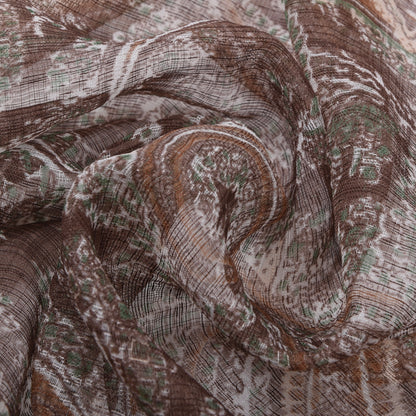 Classic Linen-Silk Dress Scarf ca. 168cm - Brown Paisley
