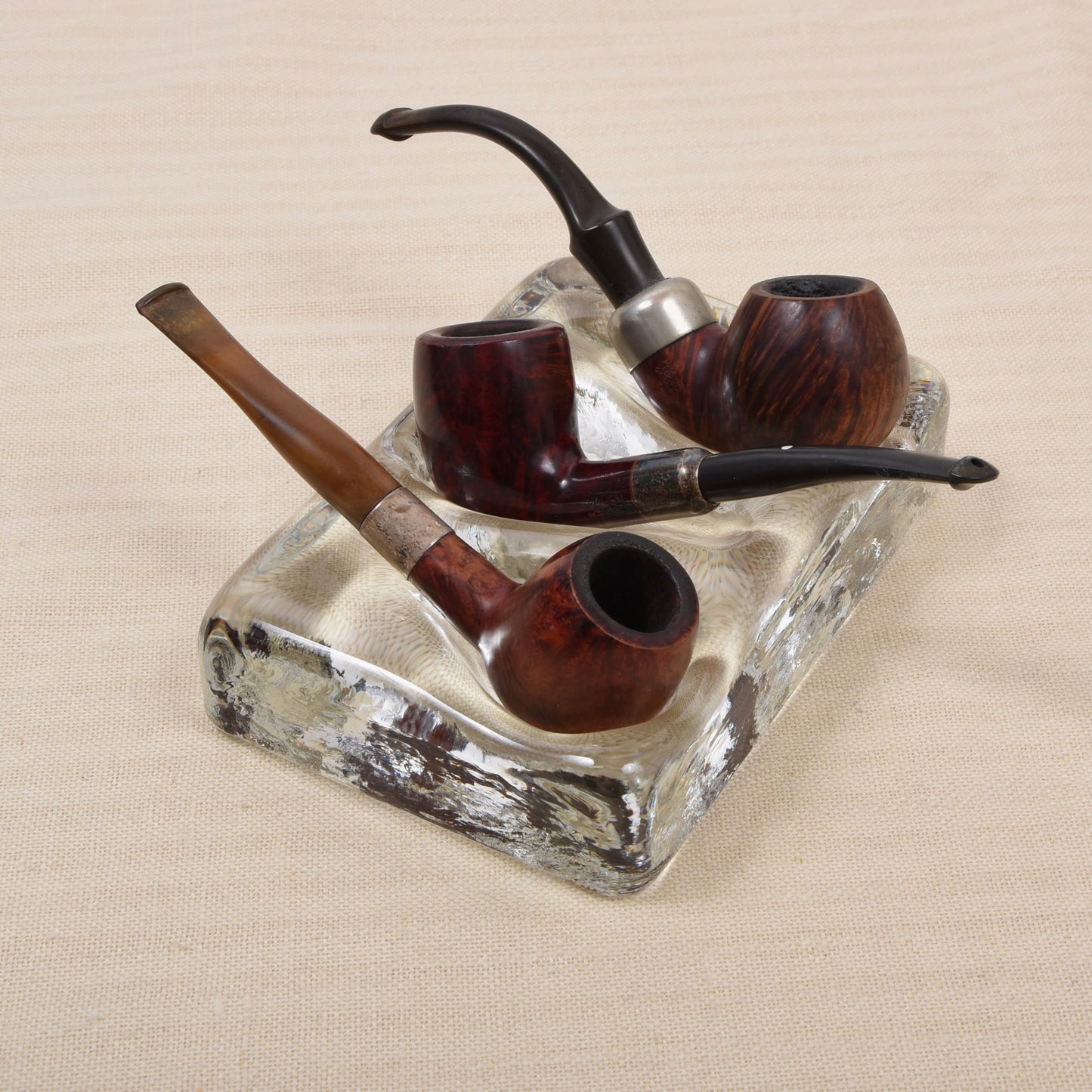 Vintage Solid Glass Pipe Stand
