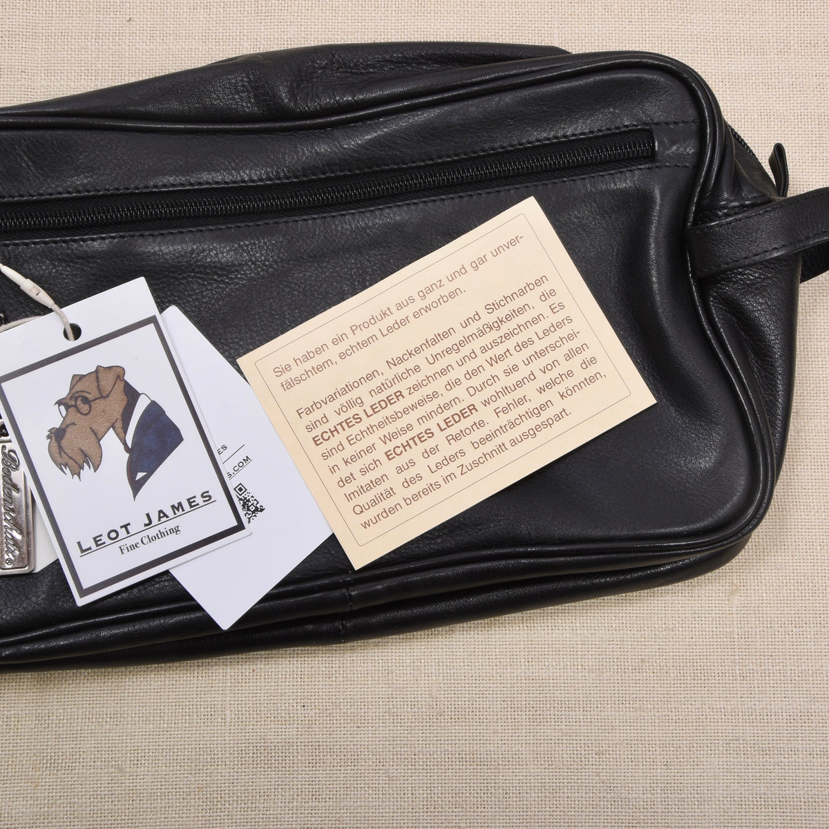 NOS Bodenschatz Germany Leather Toiletry Bag ca. 26.5cm - Black