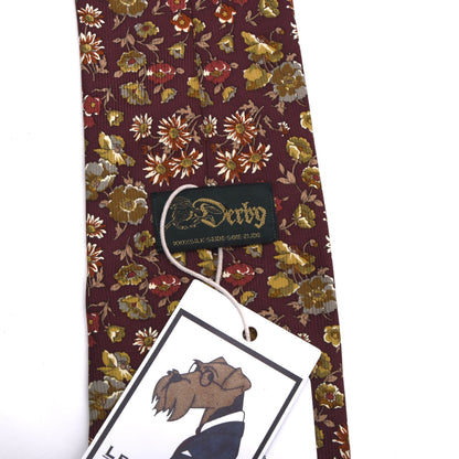 Derby Seide Krawatte Made in Italy - Burgunderrot Blumen 