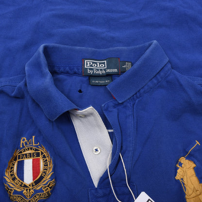 Polo Ralph Lauren 3x Polo Shirts Custom Fit Size L ca. 55-57.5cm - Blue/Navy/Beige