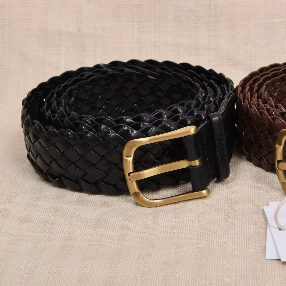 NOS 2x Leder Flechtgürtel Gr. 117 - Braun & Schwarz