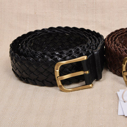 NOS 2x Leder Flechtgürtel Gr. 117 - Braun & Schwarz