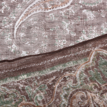 Classic Linen-Silk Dress Scarf ca. 168cm - Brown Paisley
