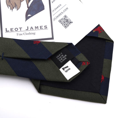 Ascot für Foerster Seide Krawatte Made in Germany - Marineblau/Grün Elefanten