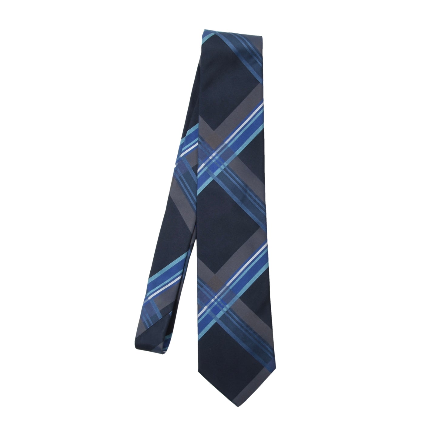 Etro Milano Silk Tie ca. 146.5cm/8cm - Navy Plaid