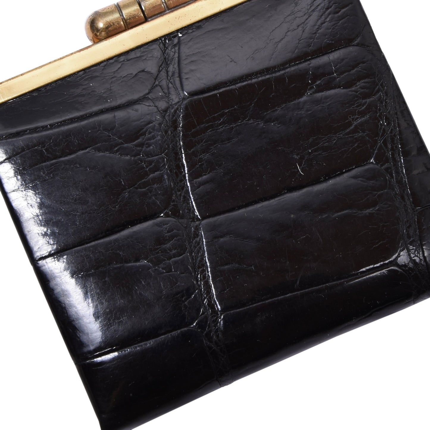 Exotisches Leder Münzgeldbörse/Portemonnaie ca. 8cm - Schwarz