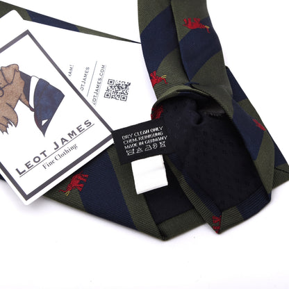 Ascot für Foerster Seide Krawatte Made in Germany - Marineblau/Grün Elefanten