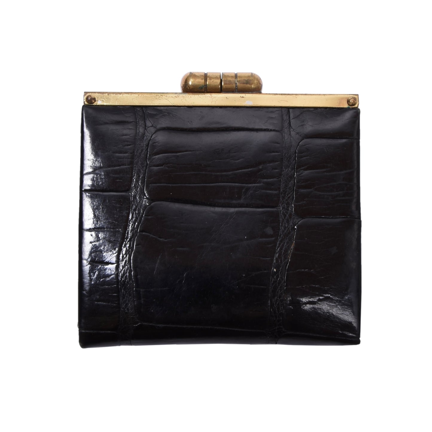 Exotisches Leder Münzgeldbörse/Portemonnaie ca. 8cm - Schwarz