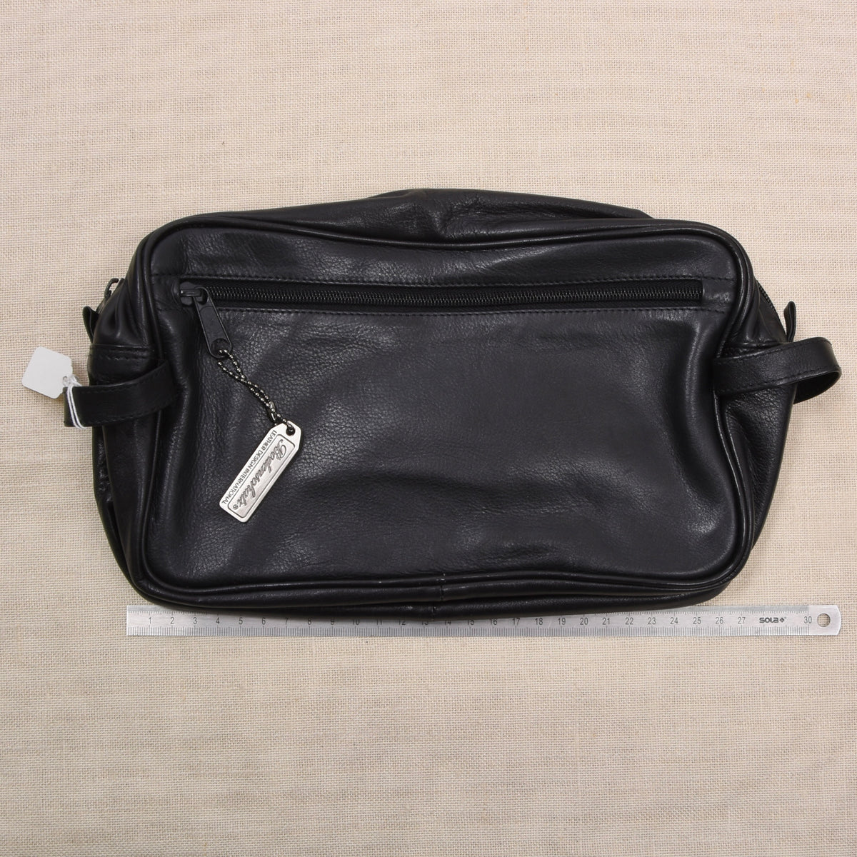 NOS Bodenschatz Germany Leather Toiletry Bag ca. 26.5cm - Black