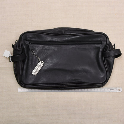 NOS Bodenschatz Germany Leather Toiletry Bag ca. 26.5cm - Black