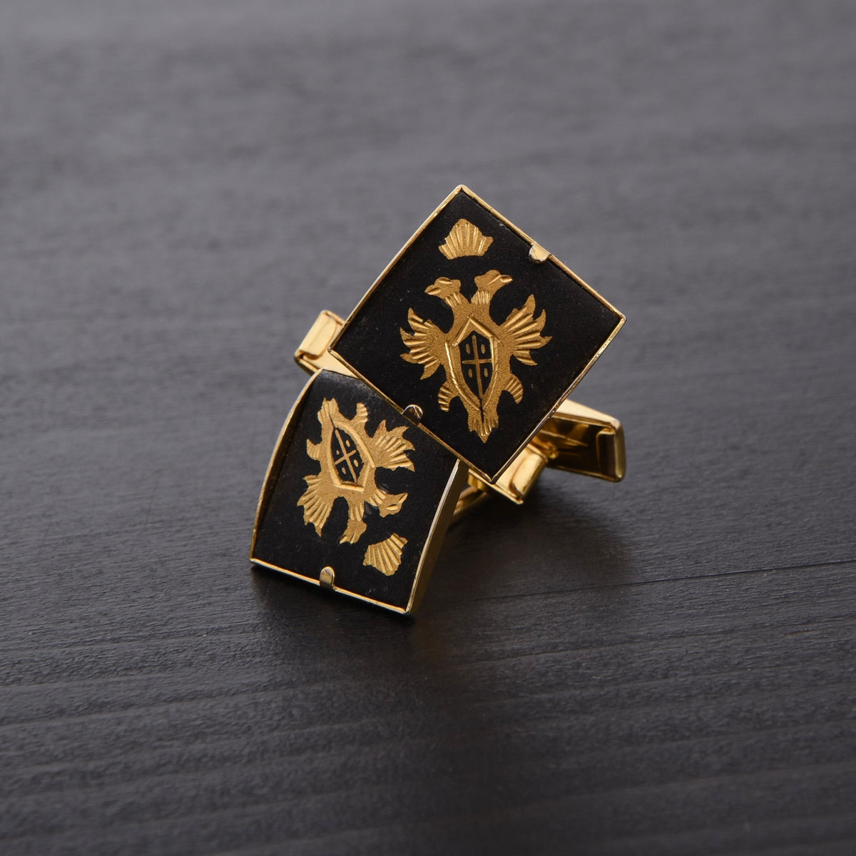 Vintage Habsburg Stle Cufflinks - Black & Gold