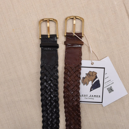 NOS 2x Leder Flechtgürtel Gr. 117 - Braun & Schwarz