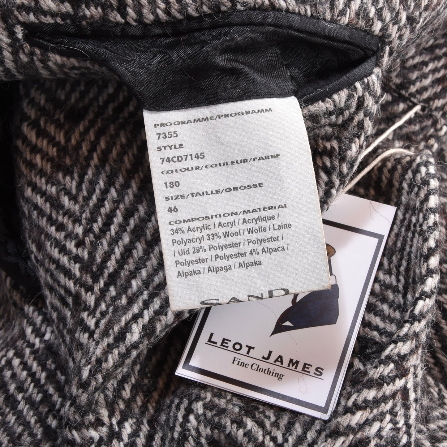 Sand Copenhagen Overcoat Size 46 ca. 50cm - Herringbone