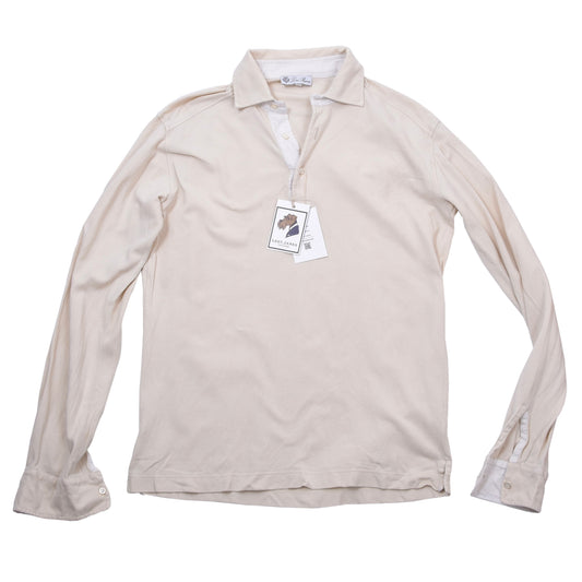 Loro Piana Long-Sleeved Polo Shirt Size S Chest ca. 54.5cm - Beige