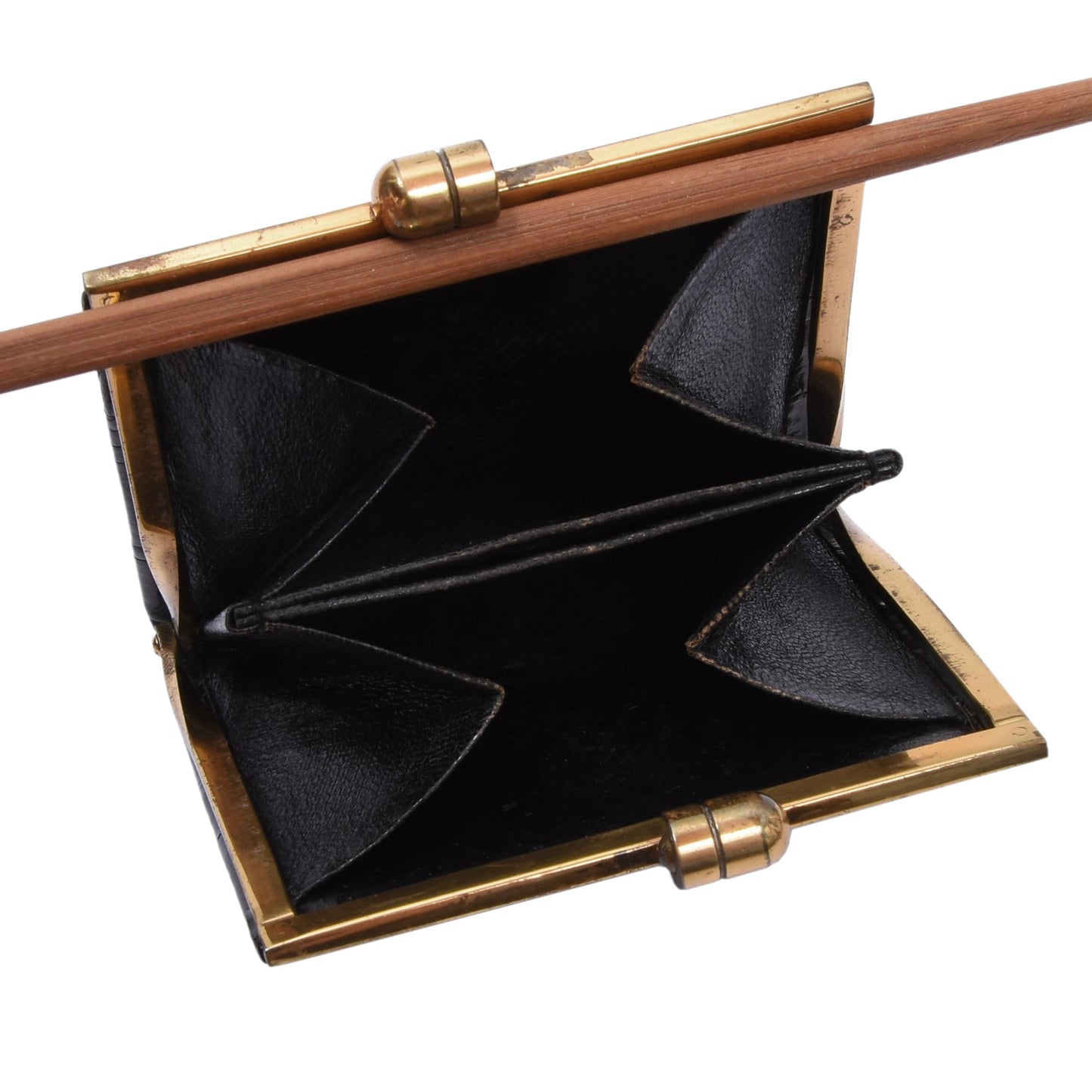 Exotisches Leder Münzgeldbörse/Portemonnaie ca. 8cm - Schwarz