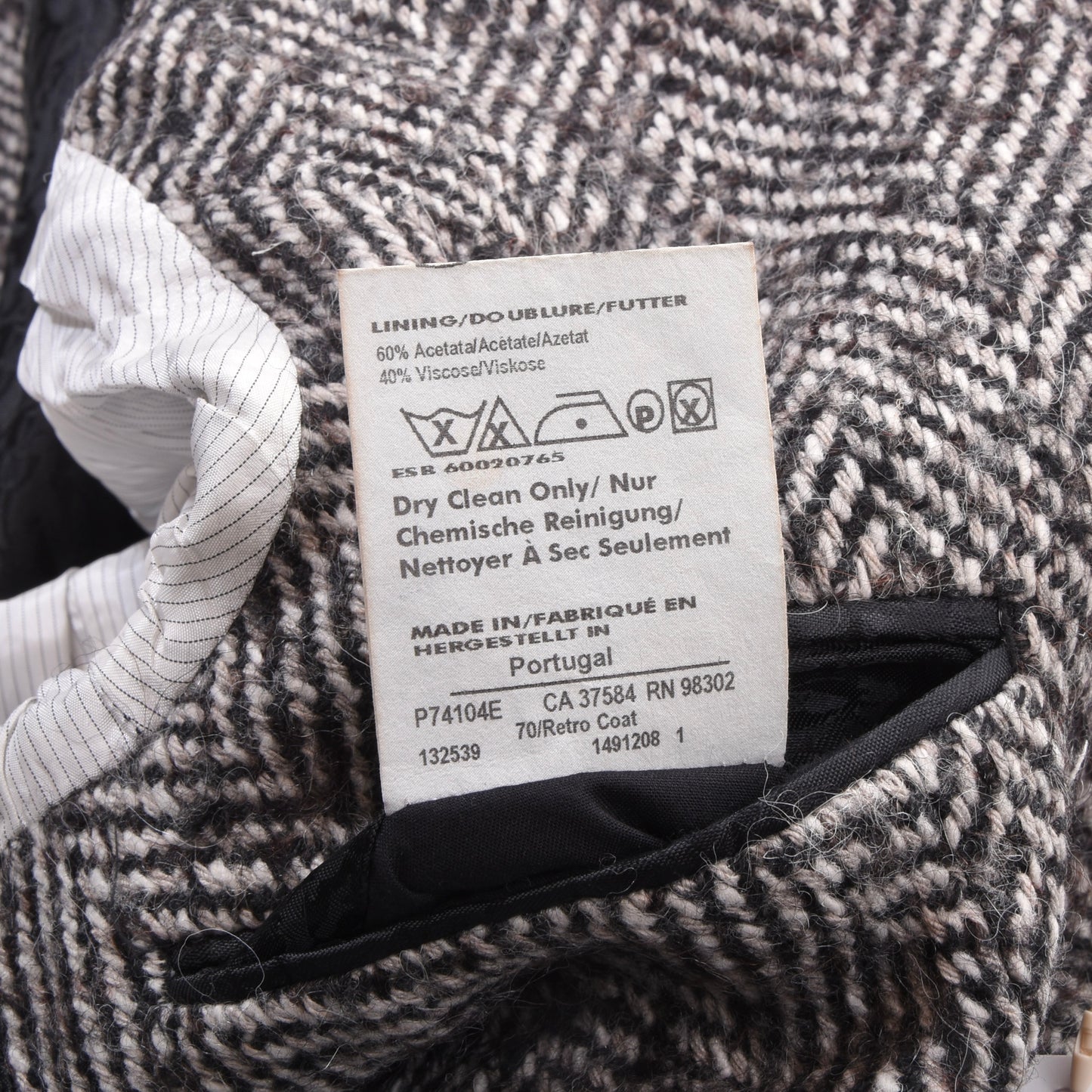 Sand Copenhagen Overcoat Size 46 ca. 50cm - Herringbone