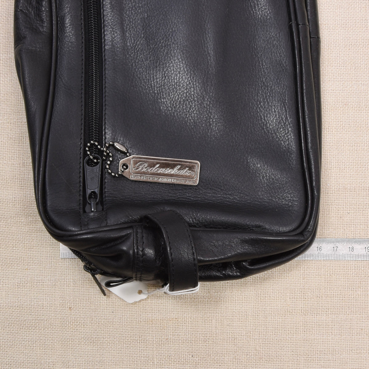NOS Bodenschatz Germany Leather Toiletry Bag ca. 26.5cm - Black