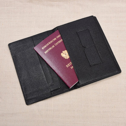 NOS Luxury Leather Travel Wallet Multi Pocket ca. 11cm - Black