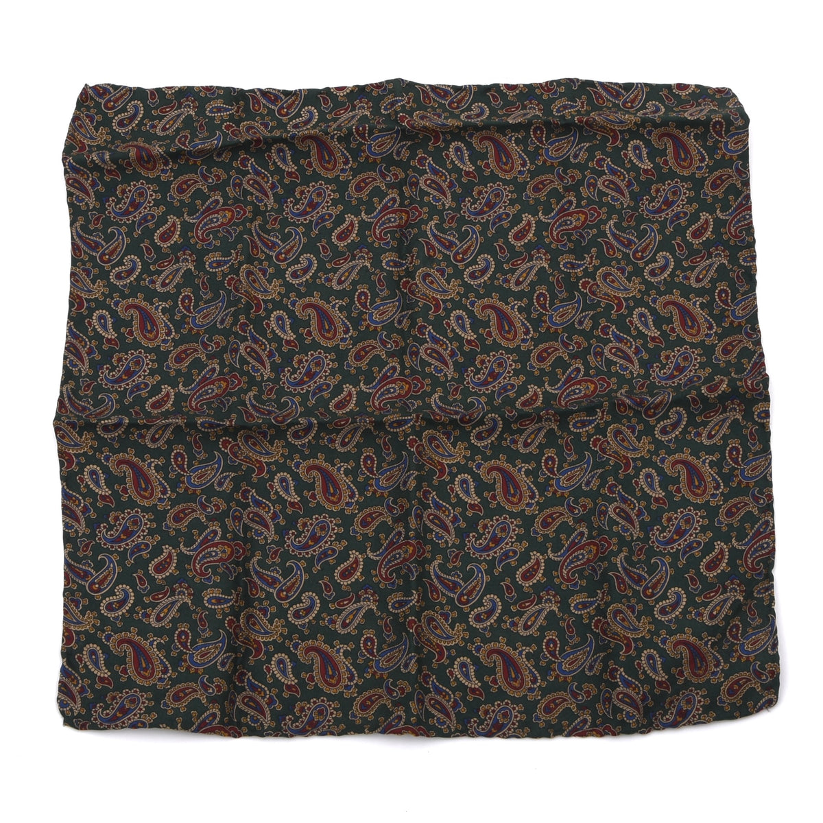 Der Herr Classic Silk Pocket Square 30.5cm - Green Paisley