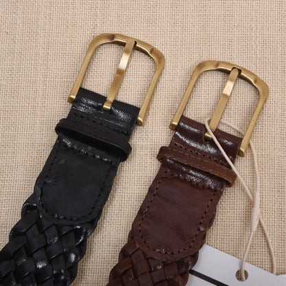 NOS 2x Leder Flechtgürtel Gr. 117 - Braun & Schwarz